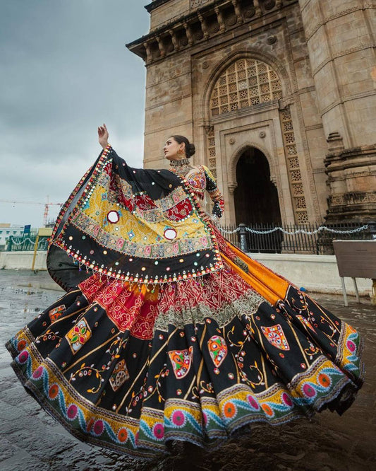 Black Colour Designer Wear Digital Printed With Embrroidery Work Lehenga Choli