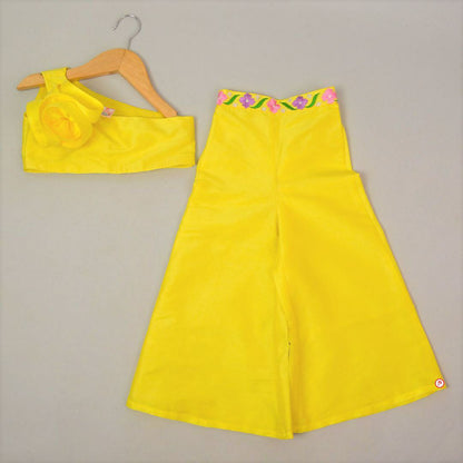 Girls Yellow Silk Co-Ord Set for Party, Festive.