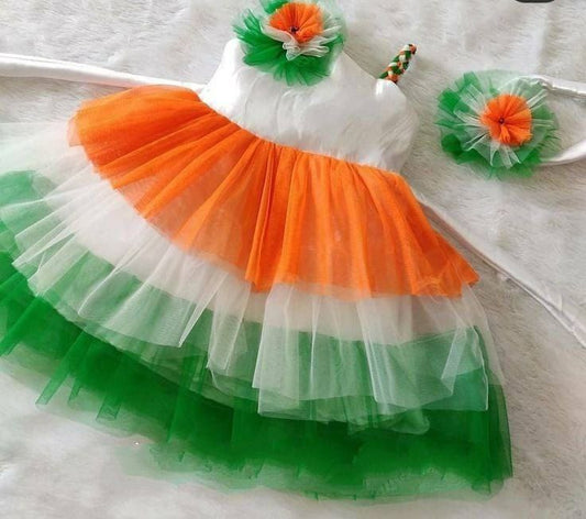 Tiranga Frock Flag Tricolour design with Hair band