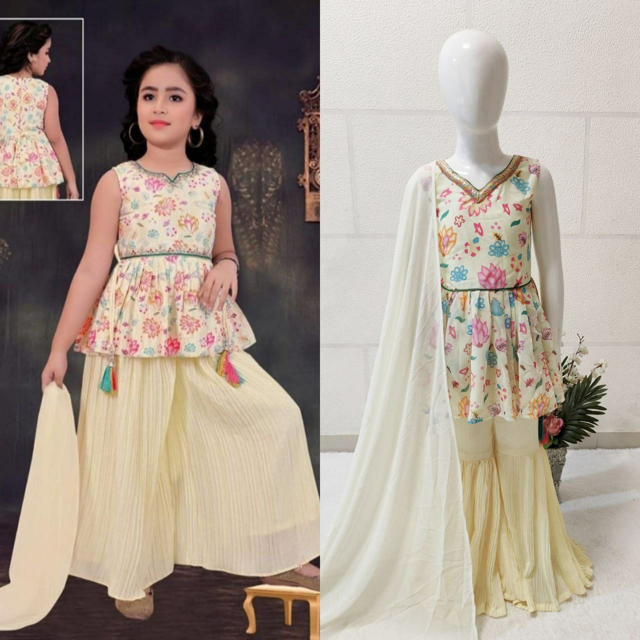 PAKISTANI WEDDING FOR SMALL KIDS INDIAN WEARR BOLLYWOOD DESIGNER TOP PALAZZO