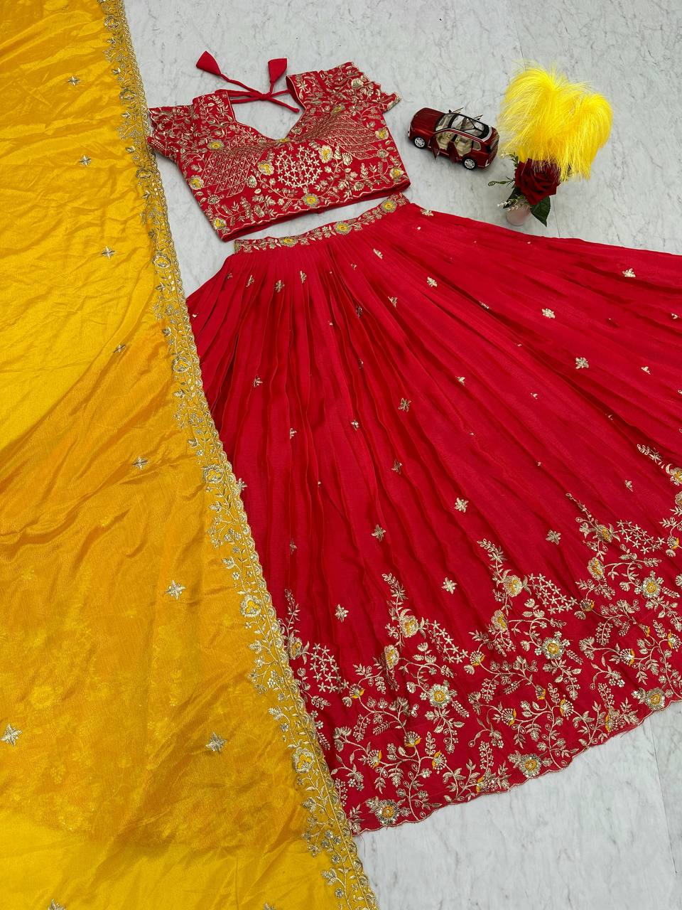 Maroon Color Lehenga Choli in Chinon With Embroidery Ready to Wear Lehenga