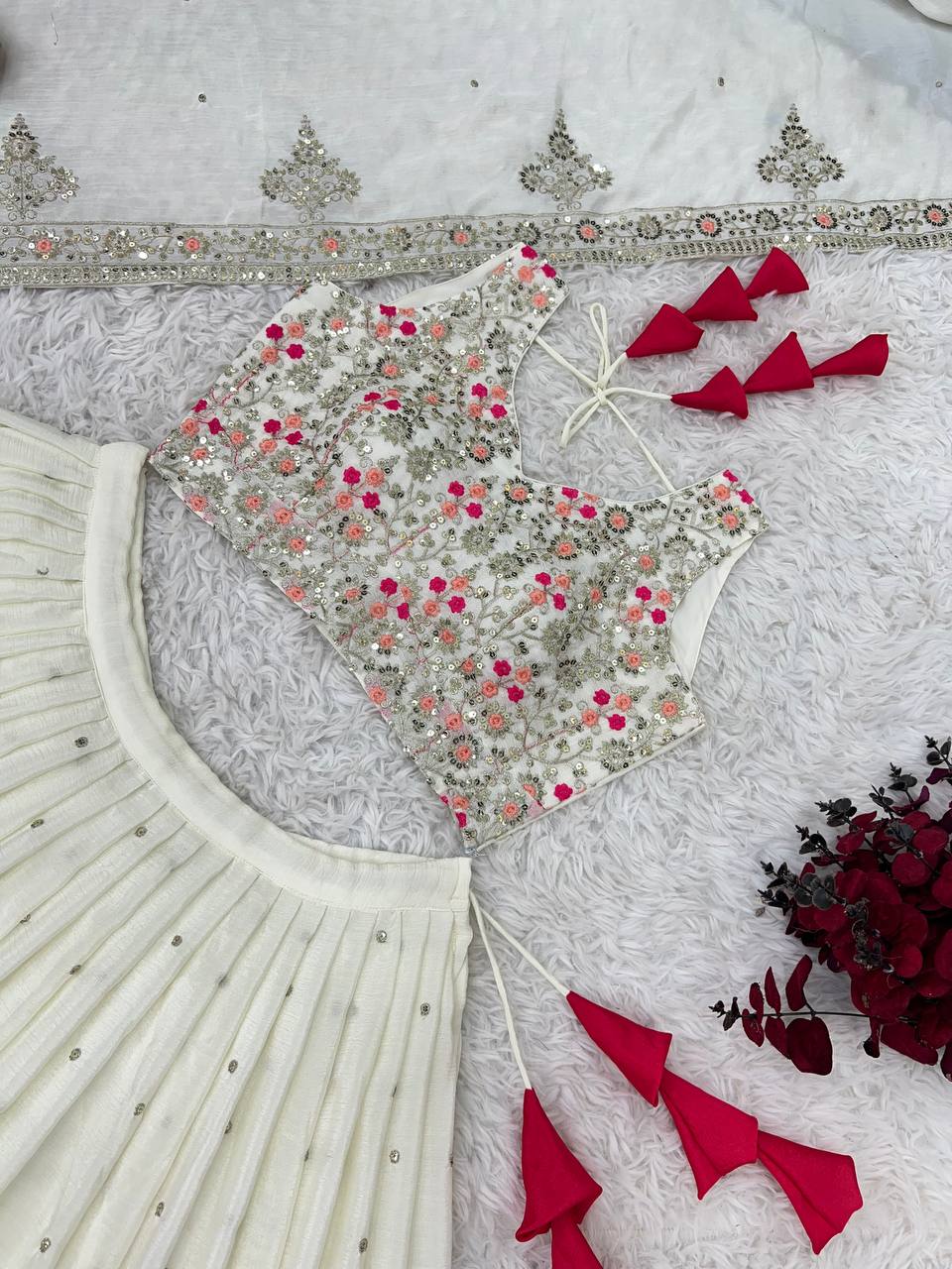 White Color New Festival Collection Lehenga Choli With Heavy Sequence Work