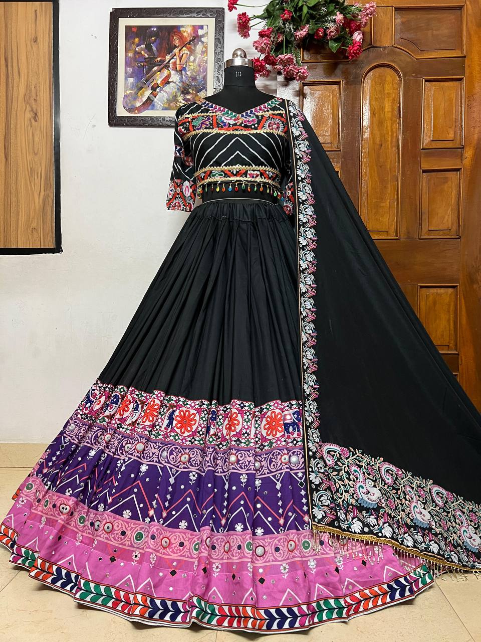 Black Color Full Flair Lehenga Blouse Fancy Stylish Ghagra Choli Traditional Bridal Bollywood Western Wedding Party Amazing Attactive