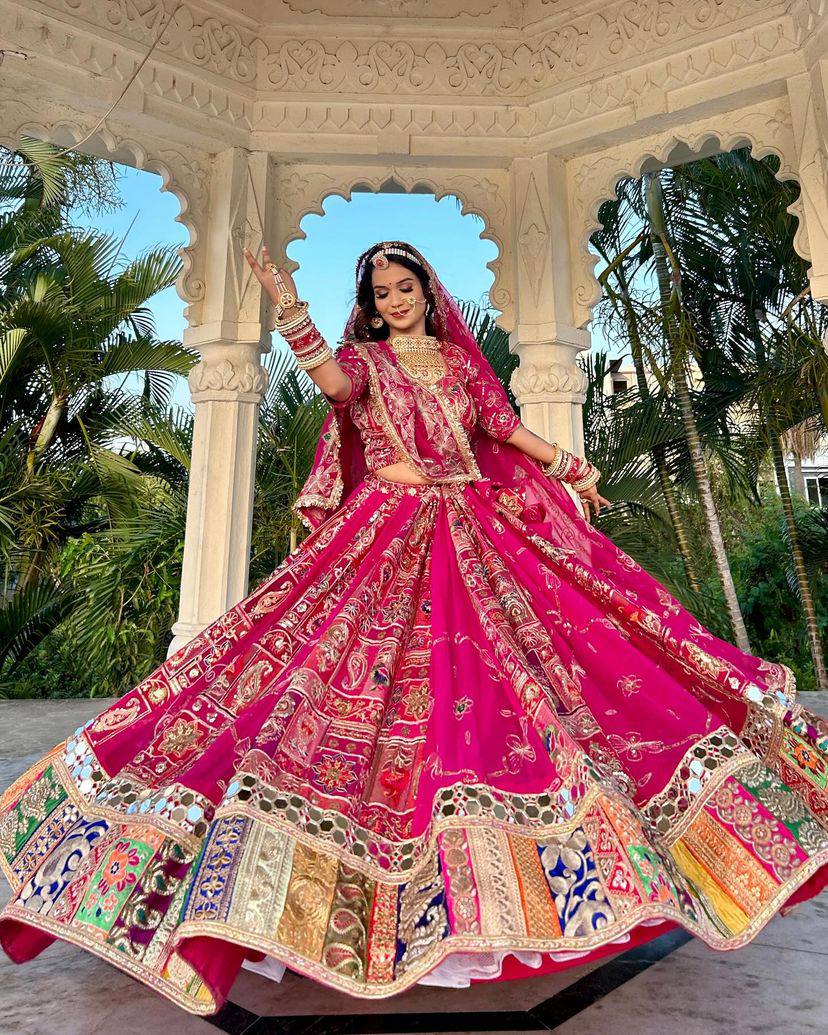 Hot Pink Designer Bridal Lehenga Choli for Women Dandiya raas garba Function Wear reception Wear Chaniya Choli