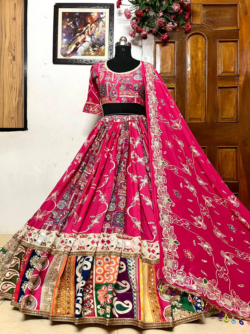 Hot Pink Designer Bridal Lehenga Choli for Women Dandiya raas garba Function Wear reception Wear Chaniya Choli