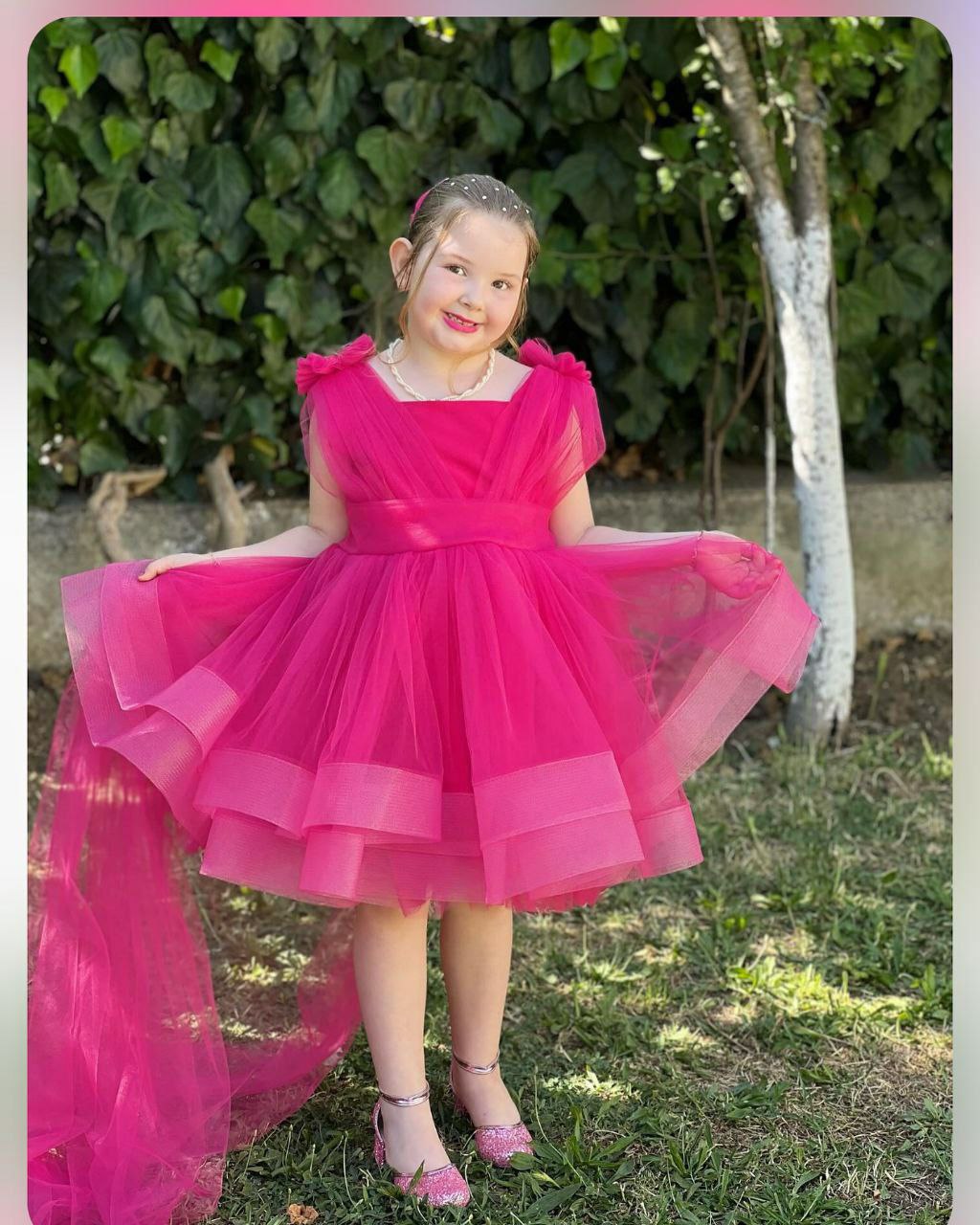 Pink and Fuchsia Girl's Dress -Perfect for Wedding,Bridesmaids, and Special Occasions-Girls