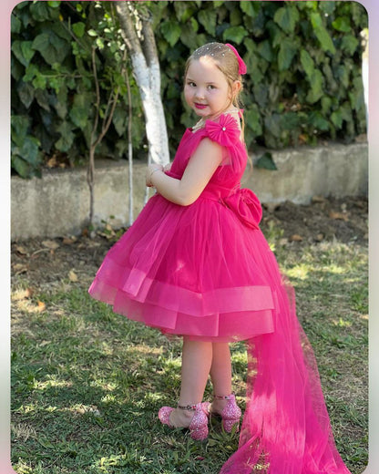 Pink and Fuchsia Girl's Dress -Perfect for Wedding,Bridesmaids, and Special Occasions-Girls