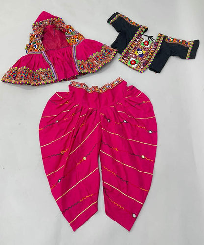 Kids Traditional Classy Dhoti, Kedia Blouse and Kedia with Cap Navratri Dress