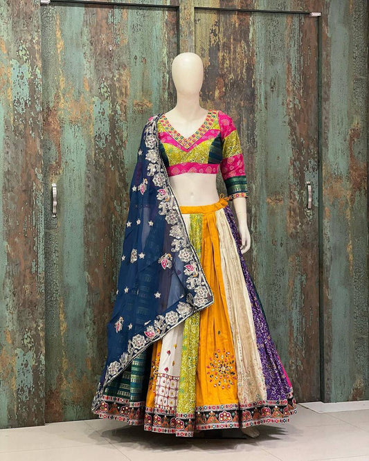 Traditional Multi Color Muslin Cotton Lehenga Choli