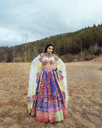 Beautiful Multi Digital Printed Navratri Gujarati Lehenga Choli