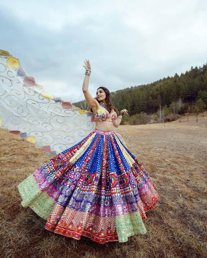 Beautiful Multi Digital Printed Navratri Gujarati Lehenga Choli