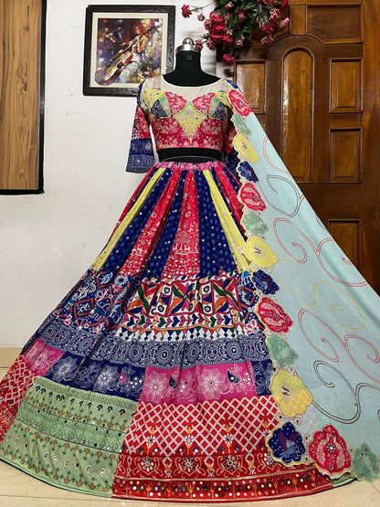 Beautiful Multi Digital Printed Navratri Gujarati Lehenga Choli