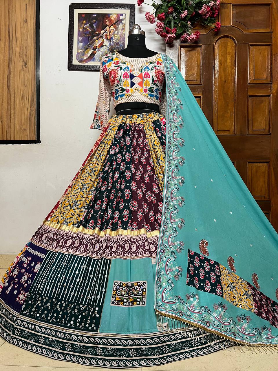 Multi Colour Muslin Cotton Silk Indian Culture Best Lehenga Choli