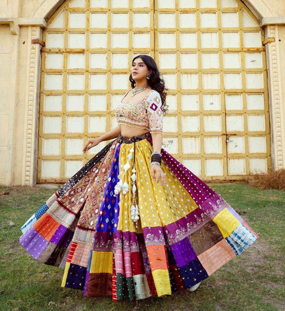 Multi Color Navratri Special Designer Cotton Mirror Work Lehenga Choli