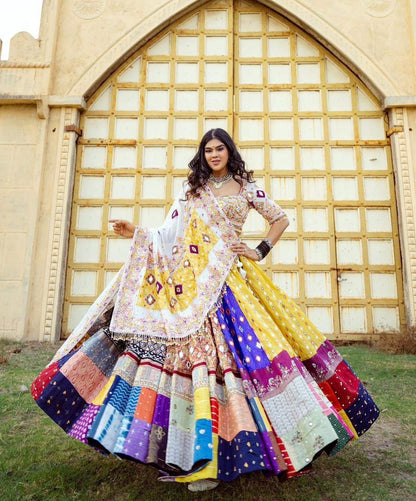 Multi Color Navratri Special Designer Cotton Mirror Work Lehenga Choli