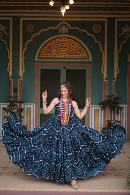 RAMA COLOR CHINON LAHERIYA PRINT NAVRATRI GOWN