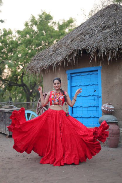 NAVRATRI WEAR LEHENGA CHOLI AND KOTI SET