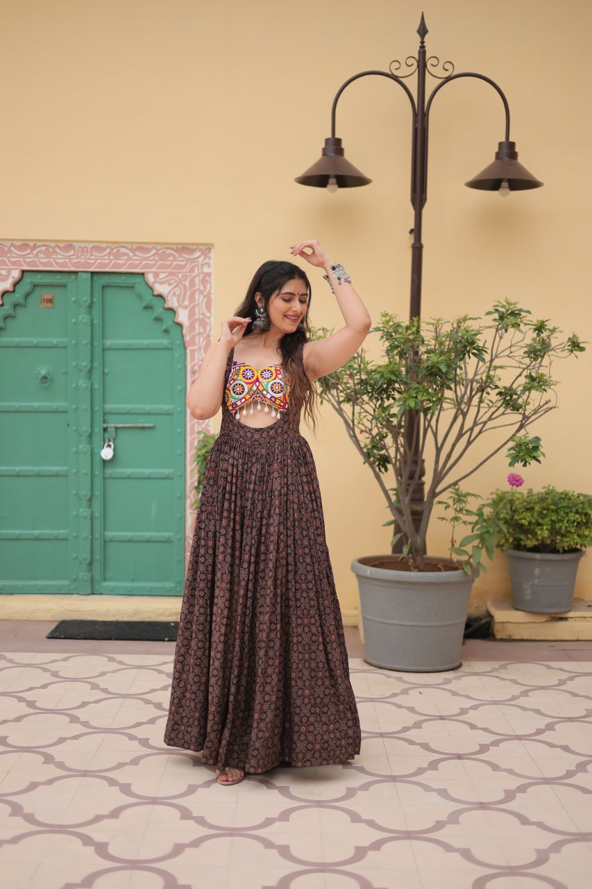 FANCY WORK NAVRATRI WEAR GOWN