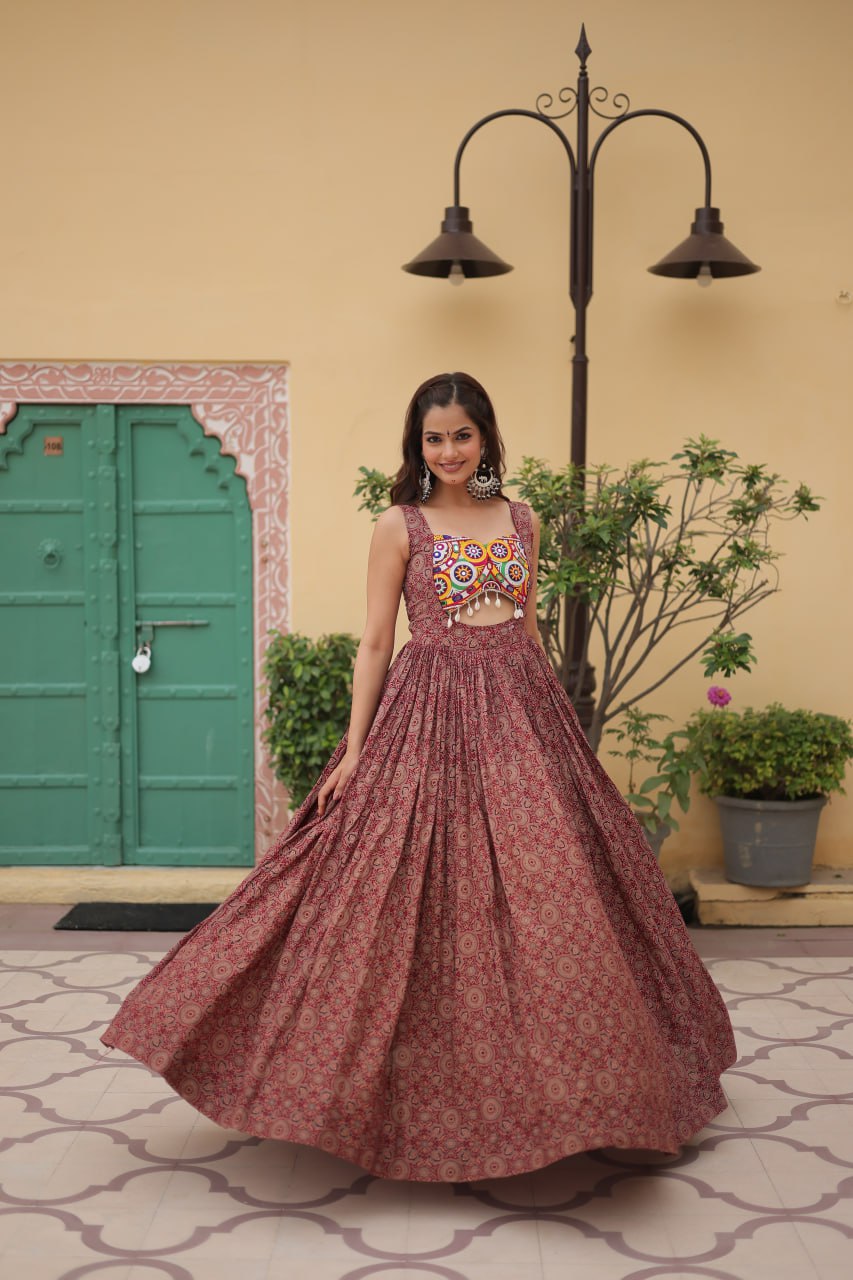 FANCY WORK NAVRATRI WEAR GOWN