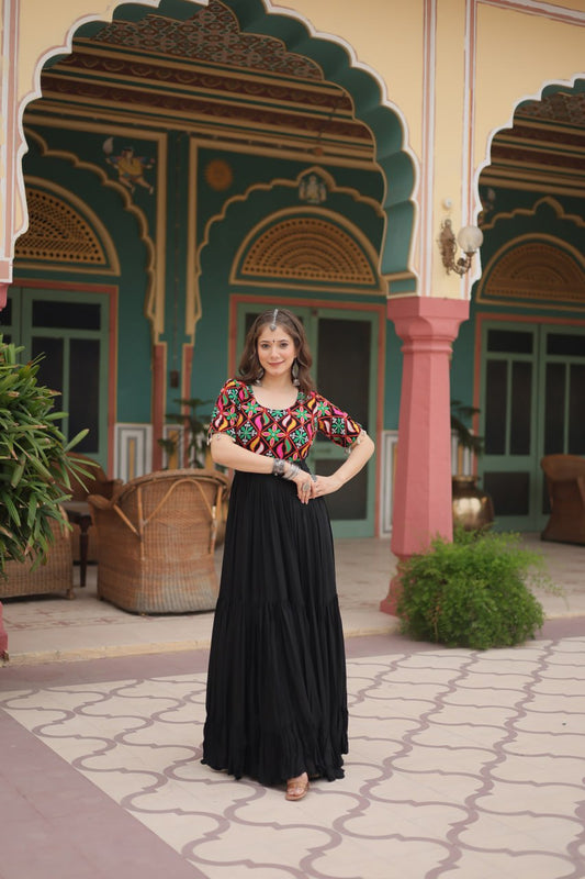 Gamthi Kodi Work Black Gown Dress For Girls