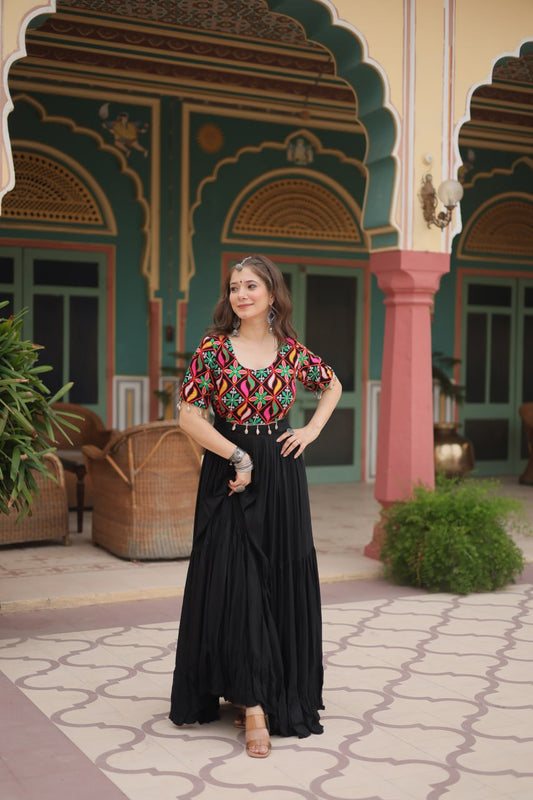 Gamthi Kodi Work Black Gown Dress For Girls