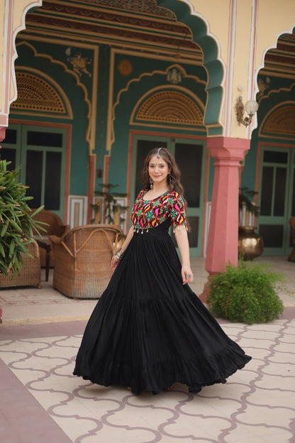 Gamthi Kodi Work Black Gown Dress For Girls