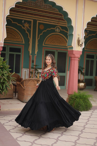 Gamthi Kodi Work Black Gown Dress For Girls