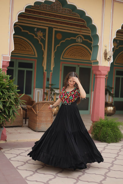 Gamthi Kodi Work Black Gown Dress For Girls