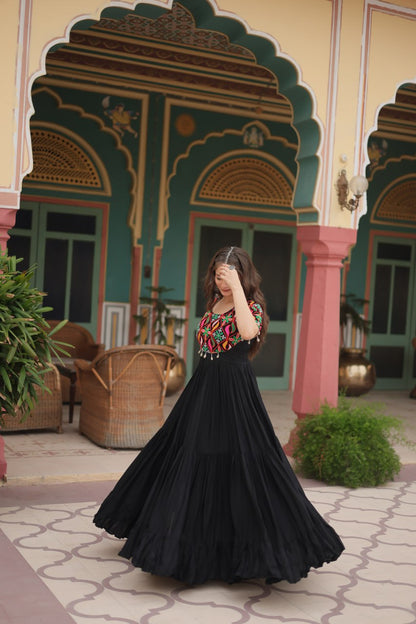 Gamthi Kodi Work Black Gown Dress For Girls