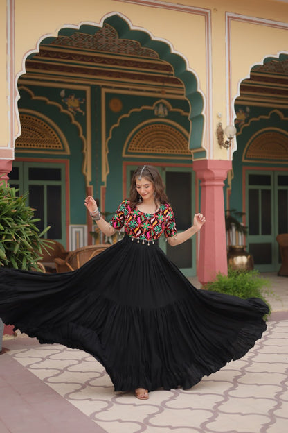 Gamthi Kodi Work Black Gown Dress For Girls