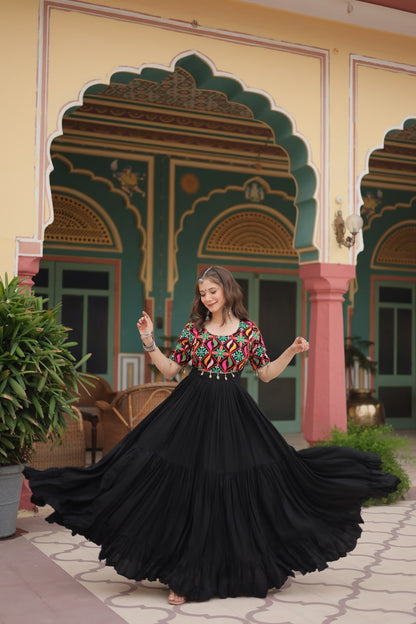 Gamthi Kodi Work Black Gown Dress For Girls