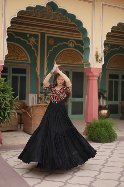 Gamthi Kodi Work Black Gown Dress For Girls