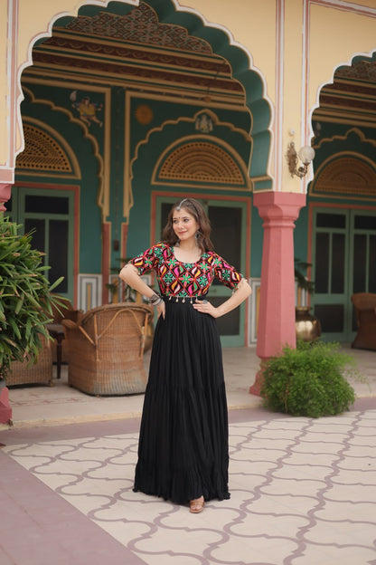 Gamthi Kodi Work Black Gown Dress For Girls