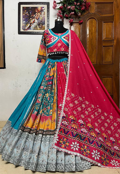 NAVRATRI SPECIAL BEAUTIFUL DESIGNER PRINTED LAHENGA CHOLI