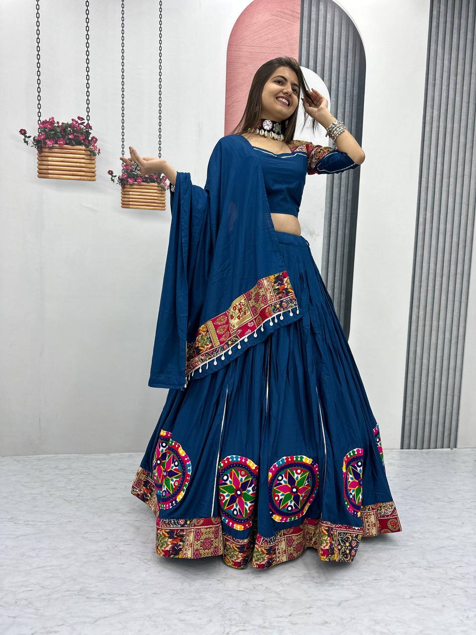 Navaratri Special Gamthi Work Lehenga Indian Traditional Look Festival Collection