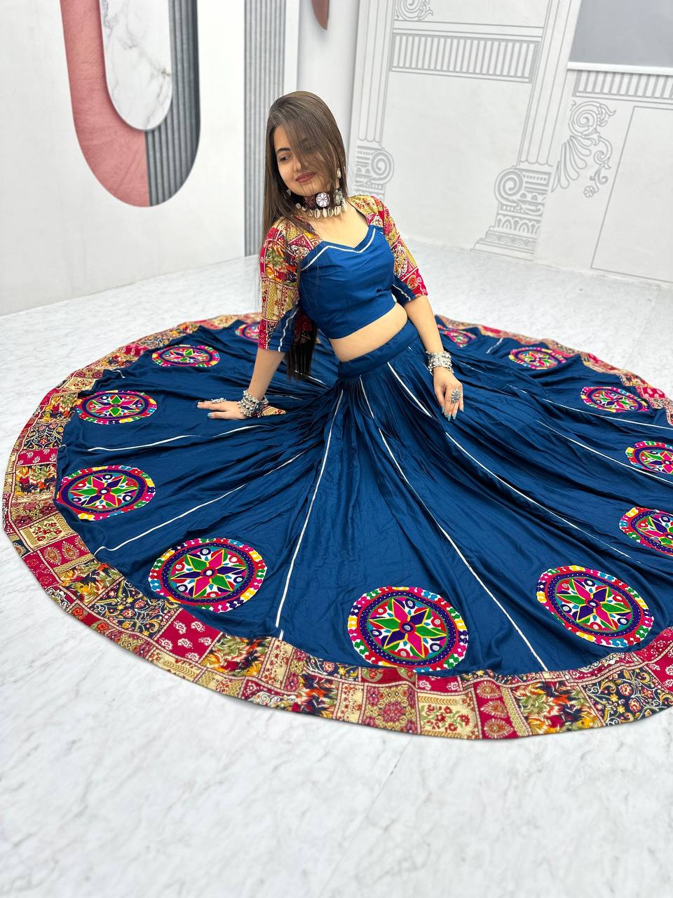 Navaratri Special Gamthi Work Lehenga Indian Traditional Look Festival Collection