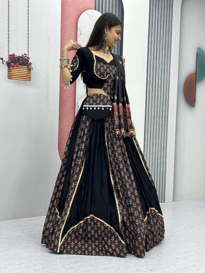 Black Colour Pure Cotton Lehenga Choli For Navratri