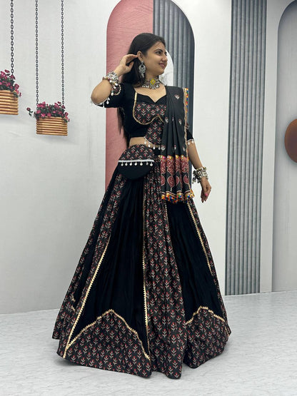 Black Colour Pure Cotton Lehenga Choli For Navratri