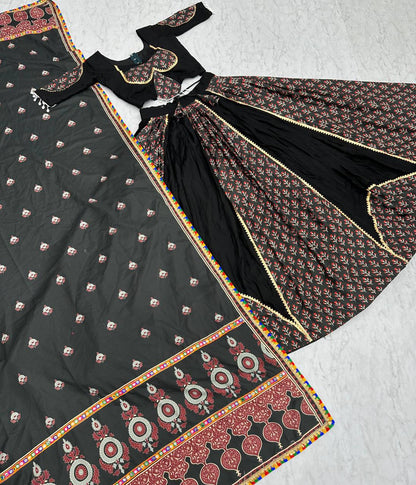 Black Colour Pure Cotton Lehenga Choli For Navratri