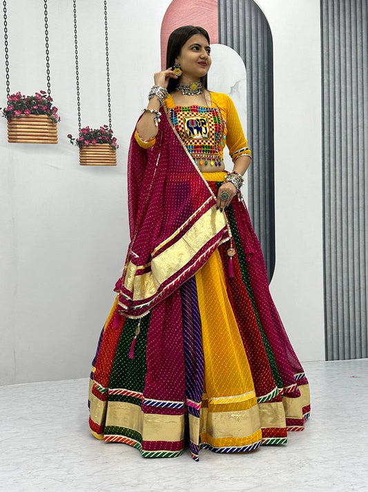 Navratri multi colour chaniya choli Dandhiya garba costume gujrati traditional lehanga