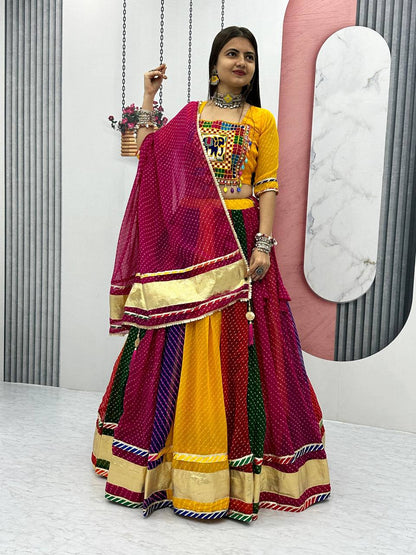 Navratri multi colour chaniya choli Dandhiya garba costume gujrati traditional lehanga