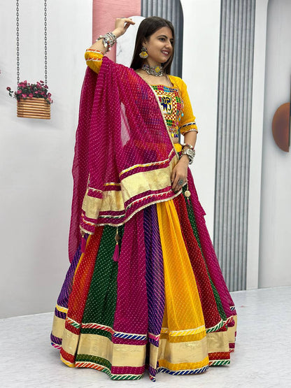 Navratri multi colour chaniya choli Dandhiya garba costume gujrati traditional lehanga