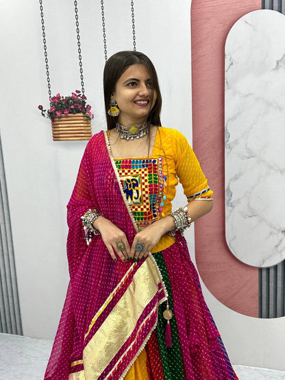 Navratri multi colour chaniya choli Dandhiya garba costume gujrati traditional lehanga