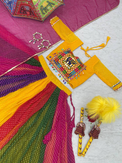 Navratri multi colour chaniya choli Dandhiya garba costume gujrati traditional lehanga