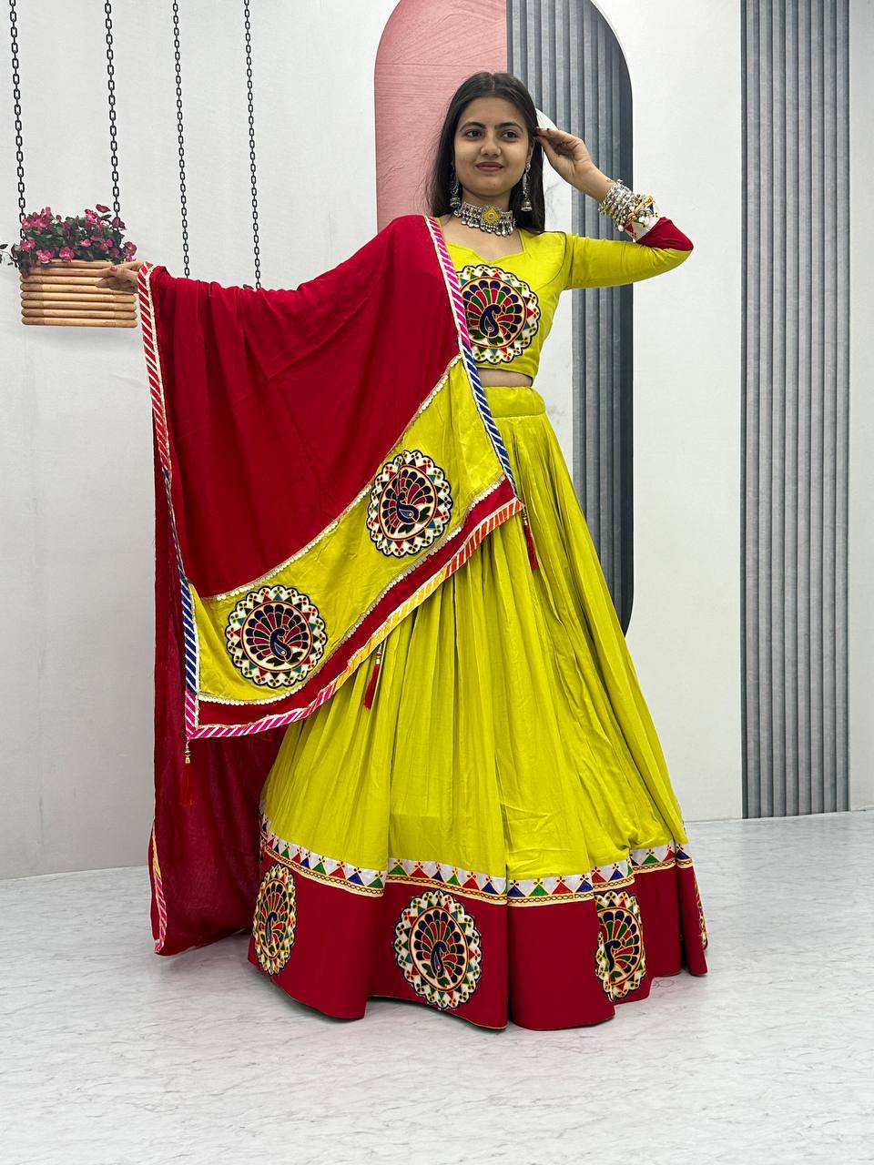 Pure Cotton Gamthi work Navratrti Special Chaniya Choli