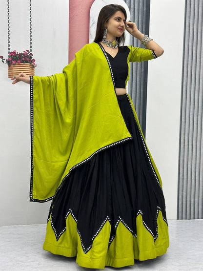 Parrot Navratri Lehenga in Cotton Readymade Navaratri Chaniya Choli