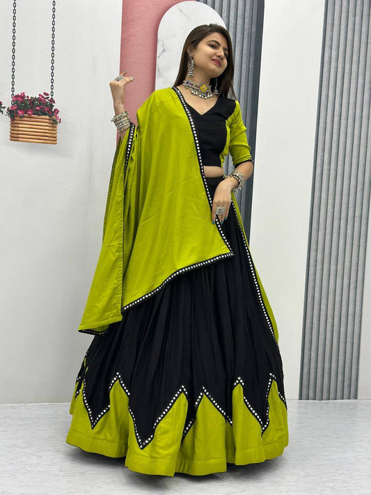 Parrot Navratri Lehenga in Cotton Readymade Navaratri Chaniya Choli