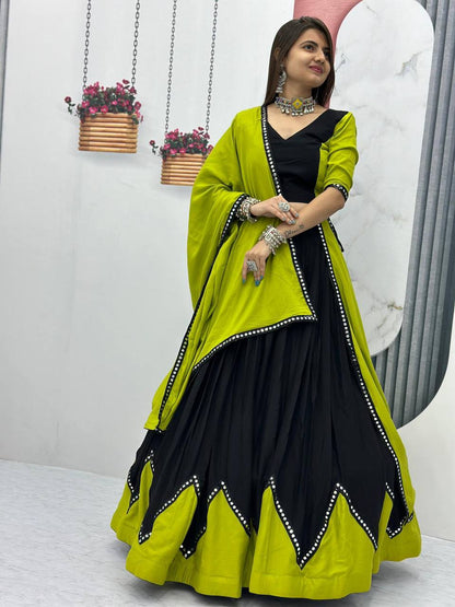 Parrot Navratri Lehenga in Cotton Readymade Navaratri Chaniya Choli