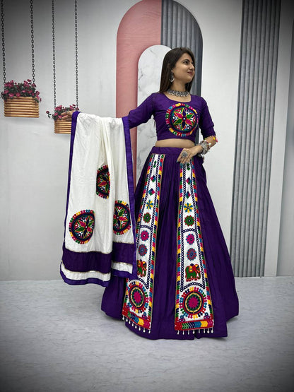 Purple Color Heavy Gamthi Work Ready to Wear Designer Navratri Chaniya Choli