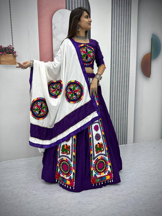 Purple Color Heavy Gamthi Work Ready to Wear Designer Navratri Chaniya Choli